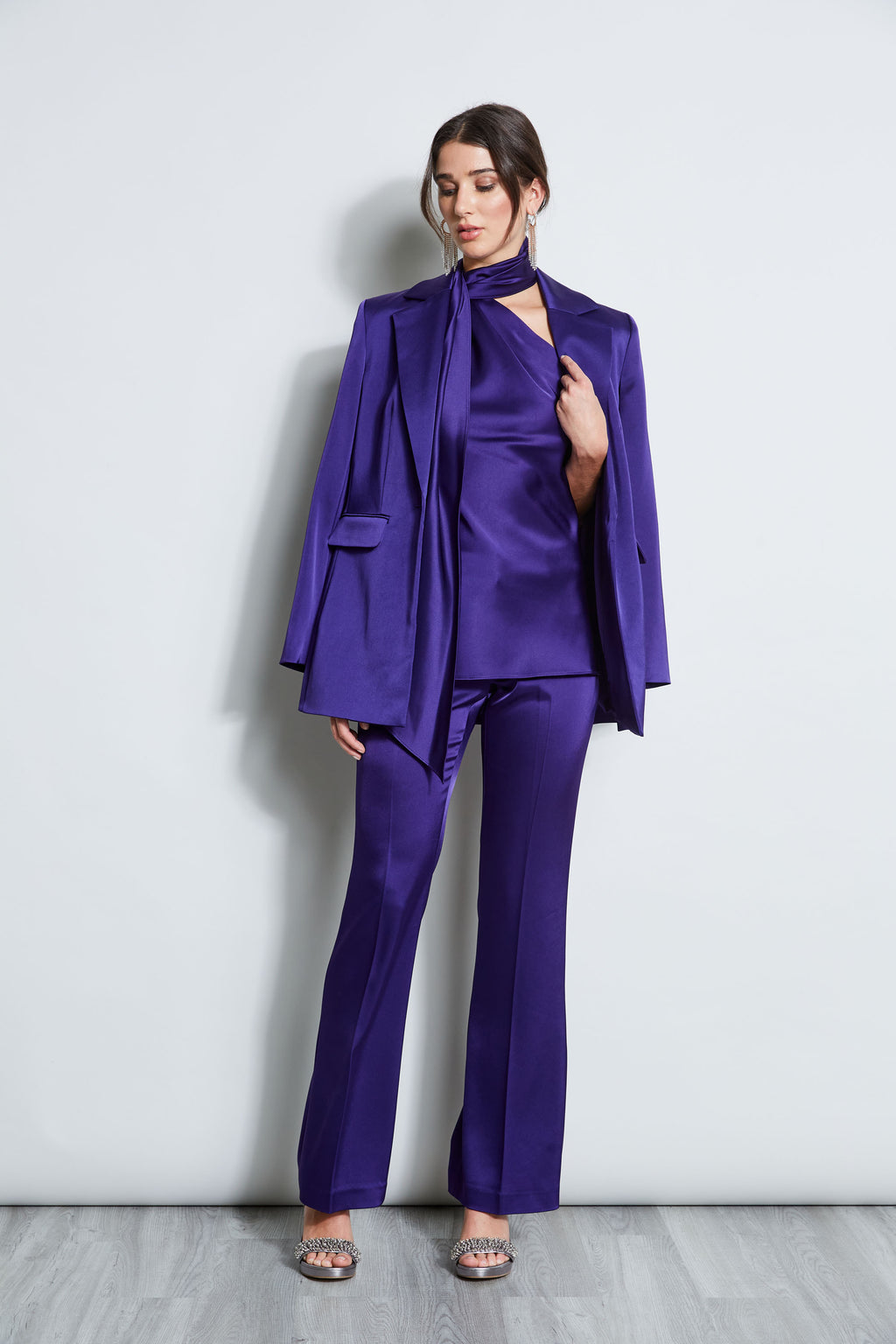Women Satin Boyfriend Blazer Winter Plum | Elie Tahari