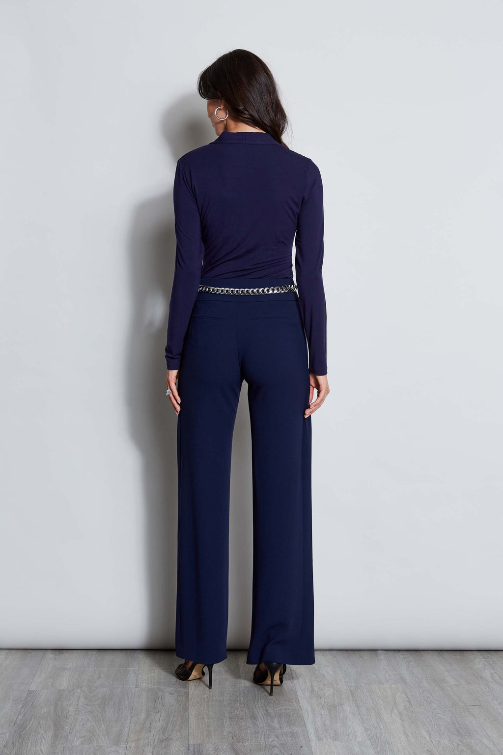 Women Pleated Neck Knit Galaxy Navy | Elie Tahari