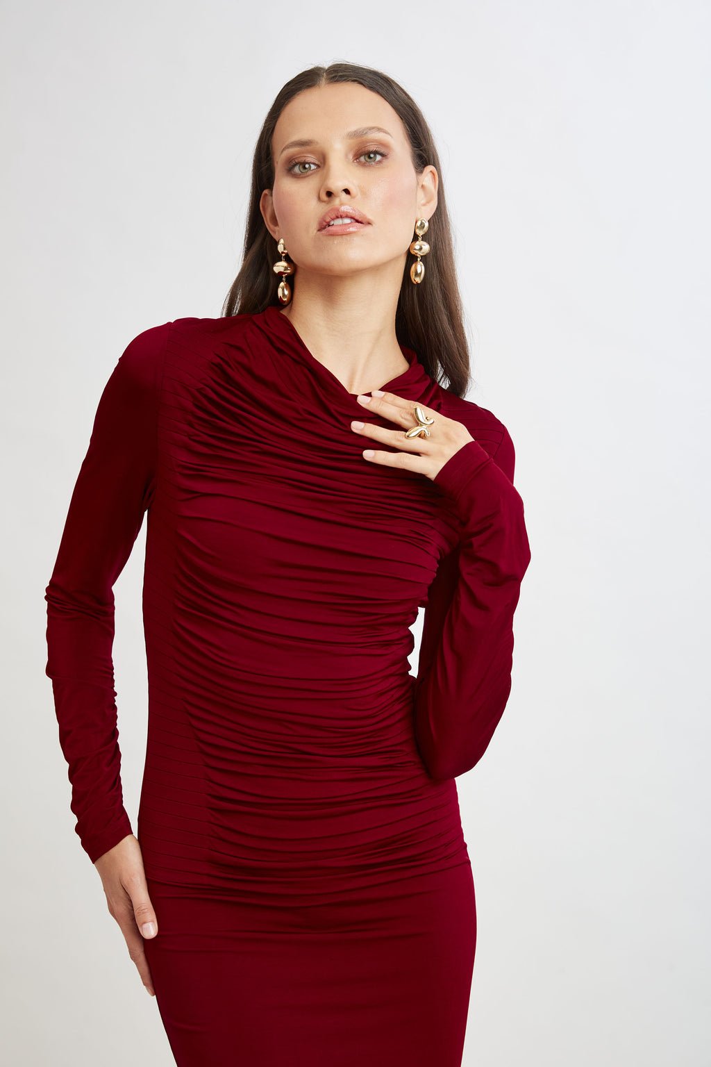 Women Matte Jersey Dress Sangria | Elie Tahari