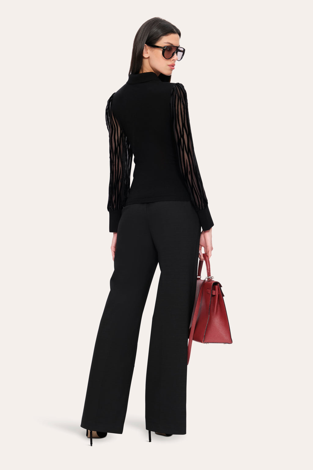 Women Burnout Polo Sweater Black | Elie Tahari