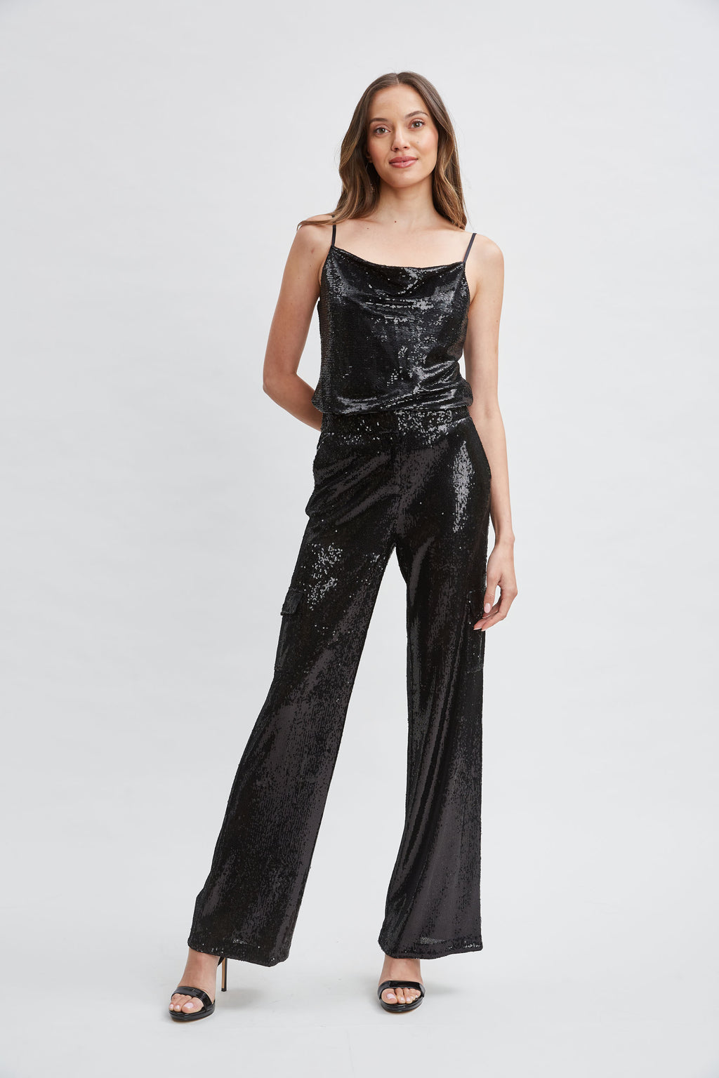 Women Sequin Pocket Pant Black | Elie Tahari