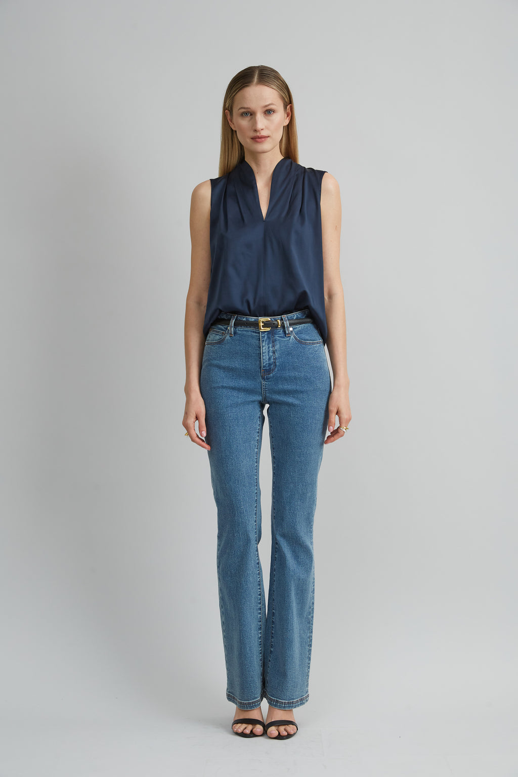Women Sleeveless Silk Satin Contour Shirt | Elie Tahari
