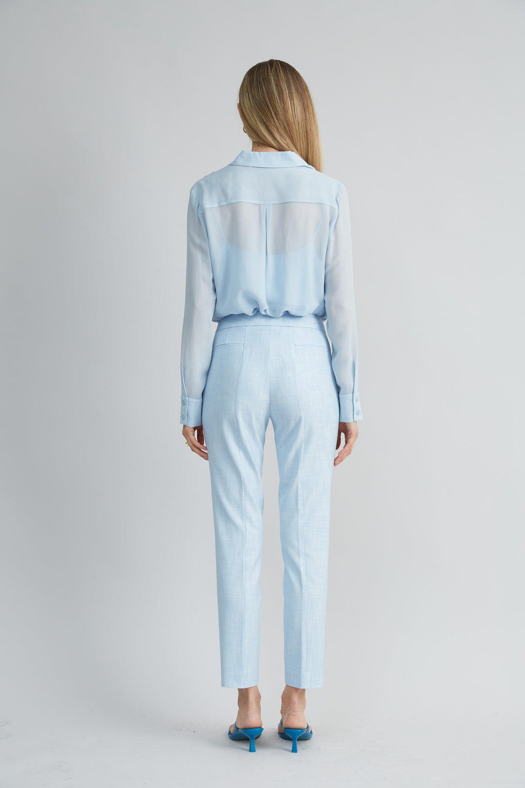 Women Melange Slim Pant Mist Blue | Elie Tahari