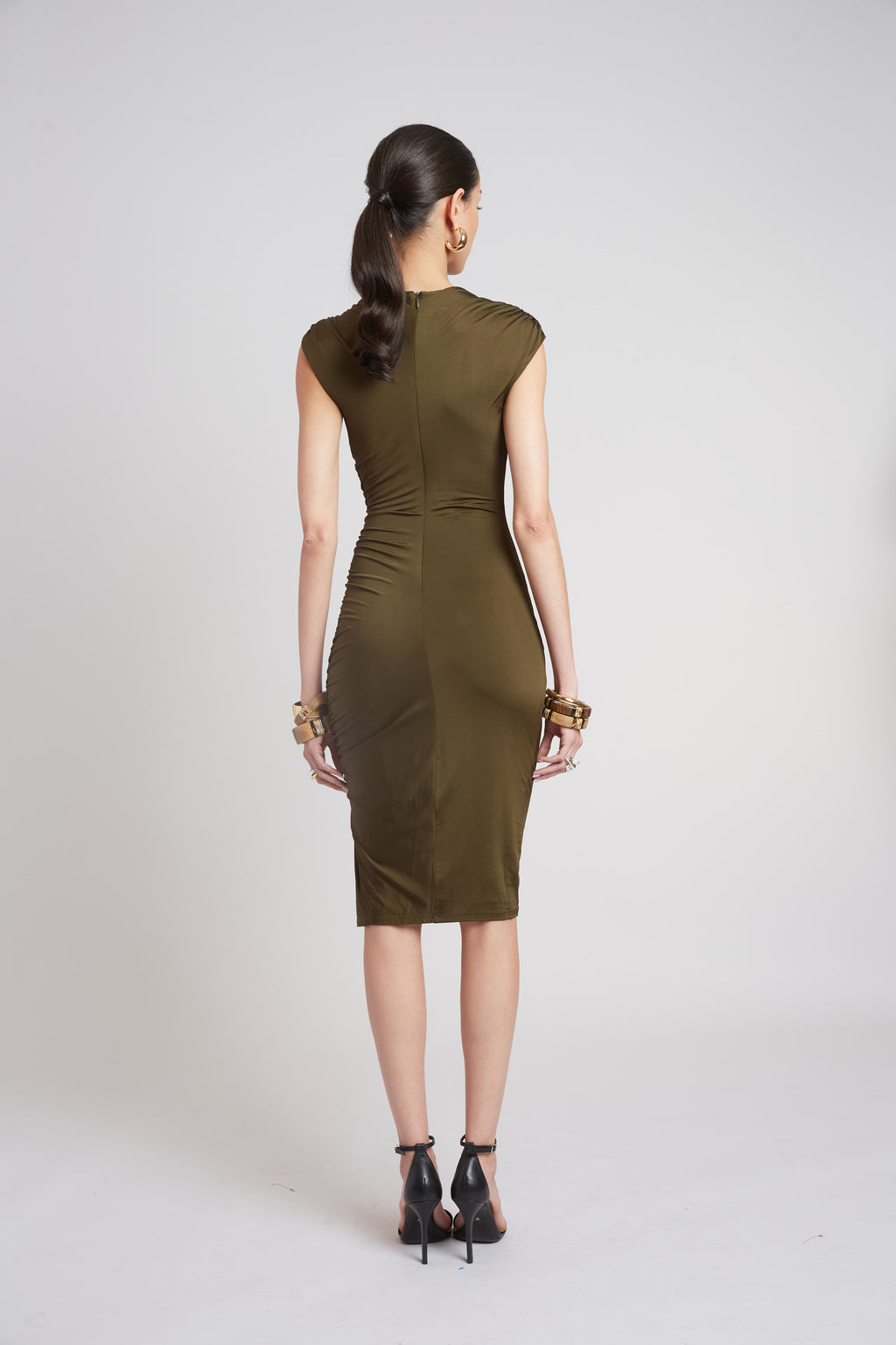 Women Ruched Jersey Dress Olive | Elie Tahari
