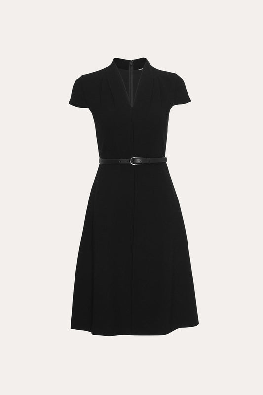 Women Crepe Belted Dress Black | Elie Tahari