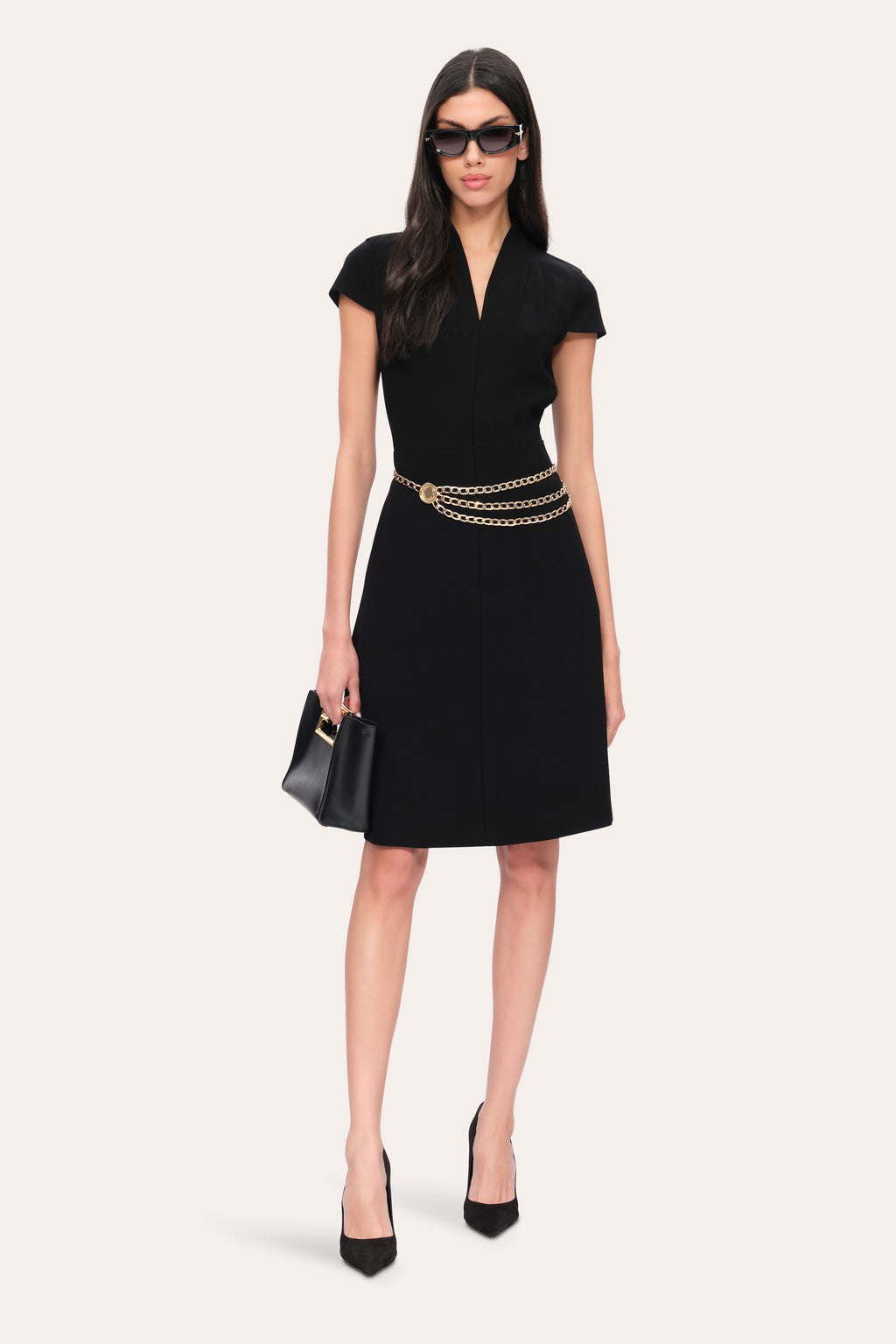 Women Crepe Belted Dress Black | Elie Tahari