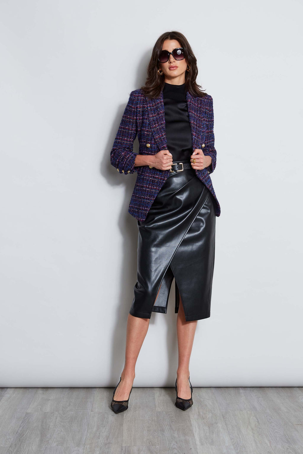 Women Midi Vegan Leather Wrap Skirt  | Elie Tahari