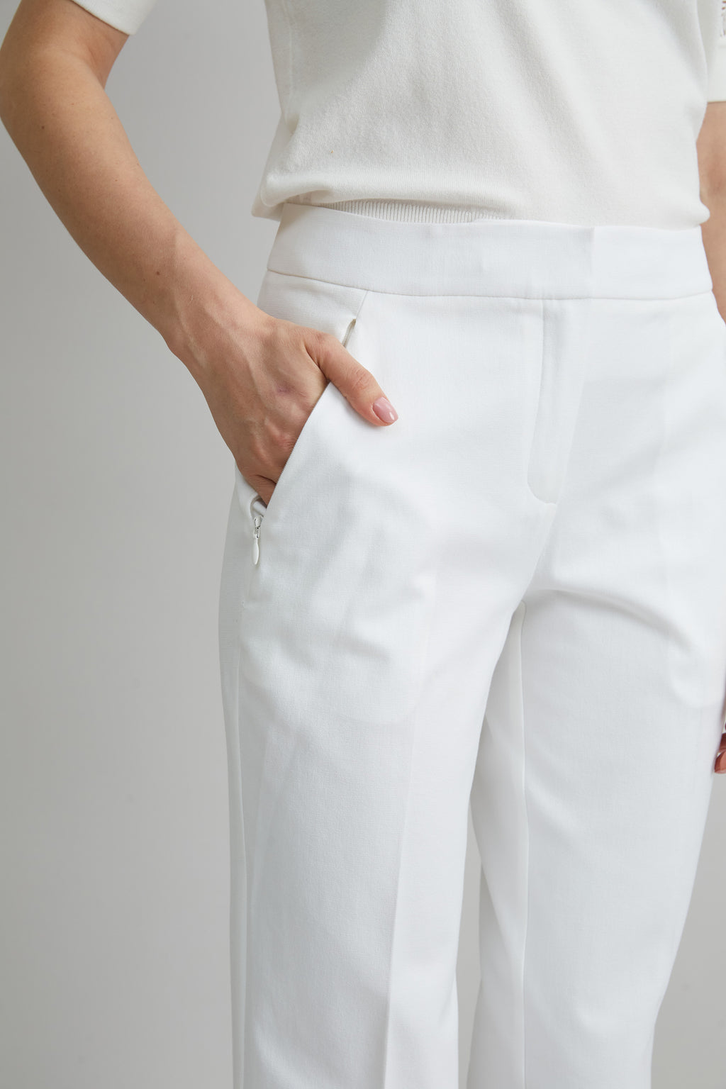 Women Straight Leg Stretch Cotton Pant White | Elie Tahari