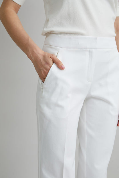 Women Straight Leg Stretch Cotton Pant White | Elie Tahari