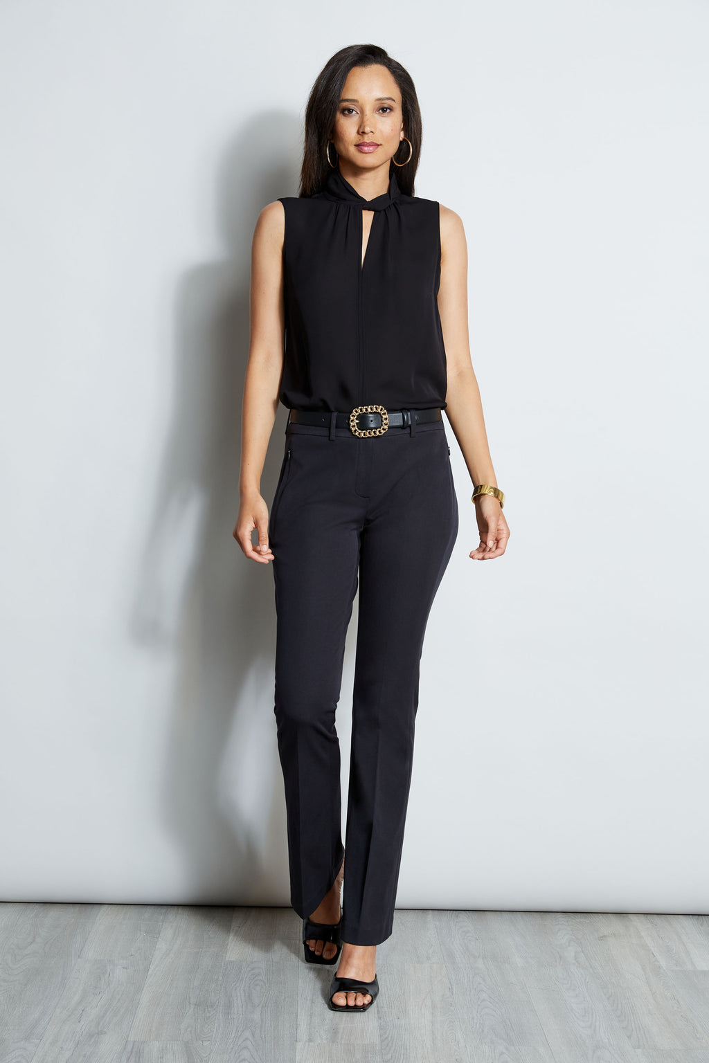 Women Stretch Cotton Fit & Flare Pant Black | Elie Tahari