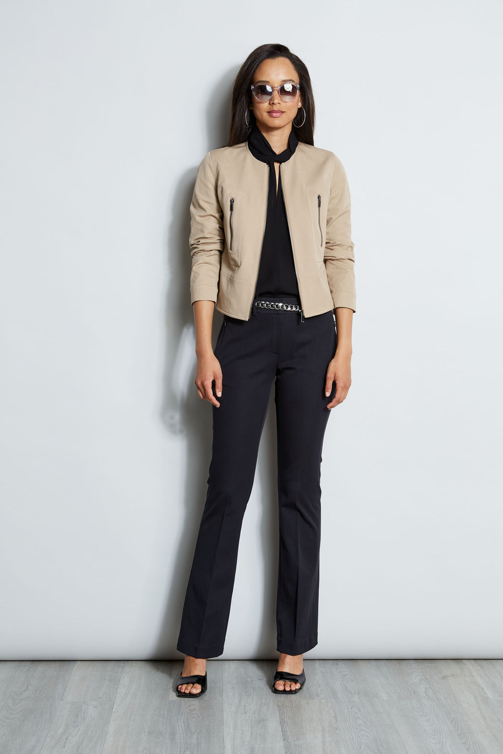 Women Stretch Cotton Fit & Flare Pant Black | Elie Tahari