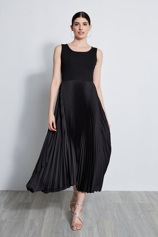 Women Pleated Midi Dress Noir | Elie Tahari