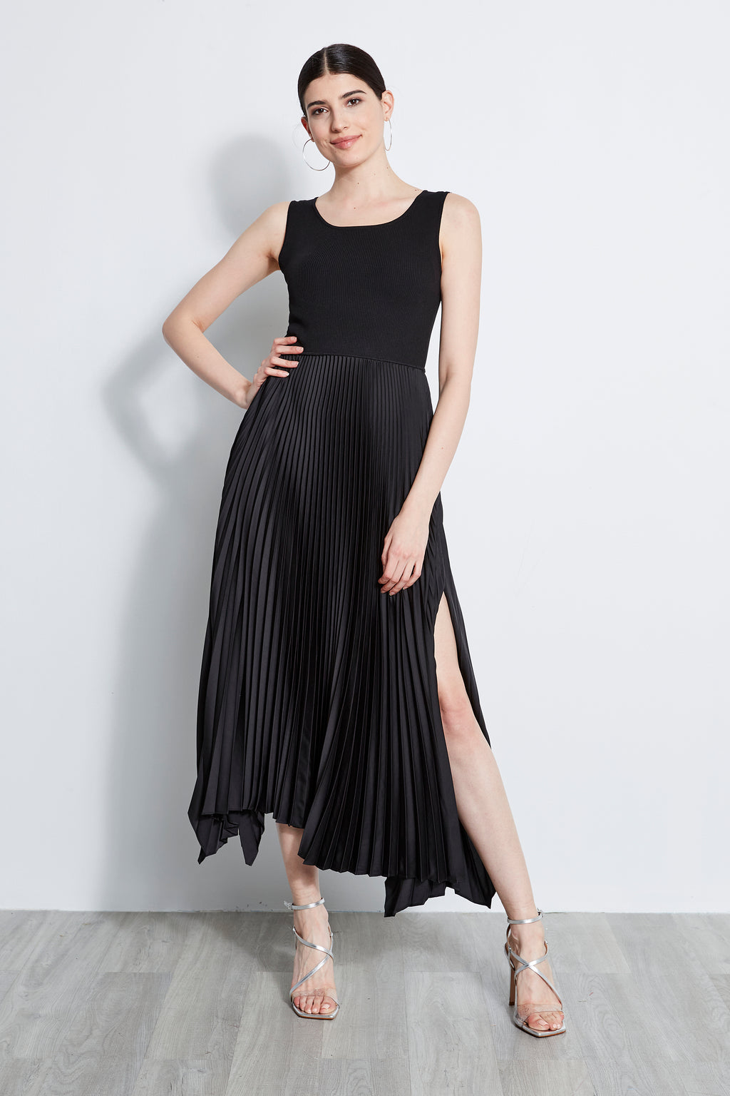 Women Pleated Midi Dress Noir | Elie Tahari