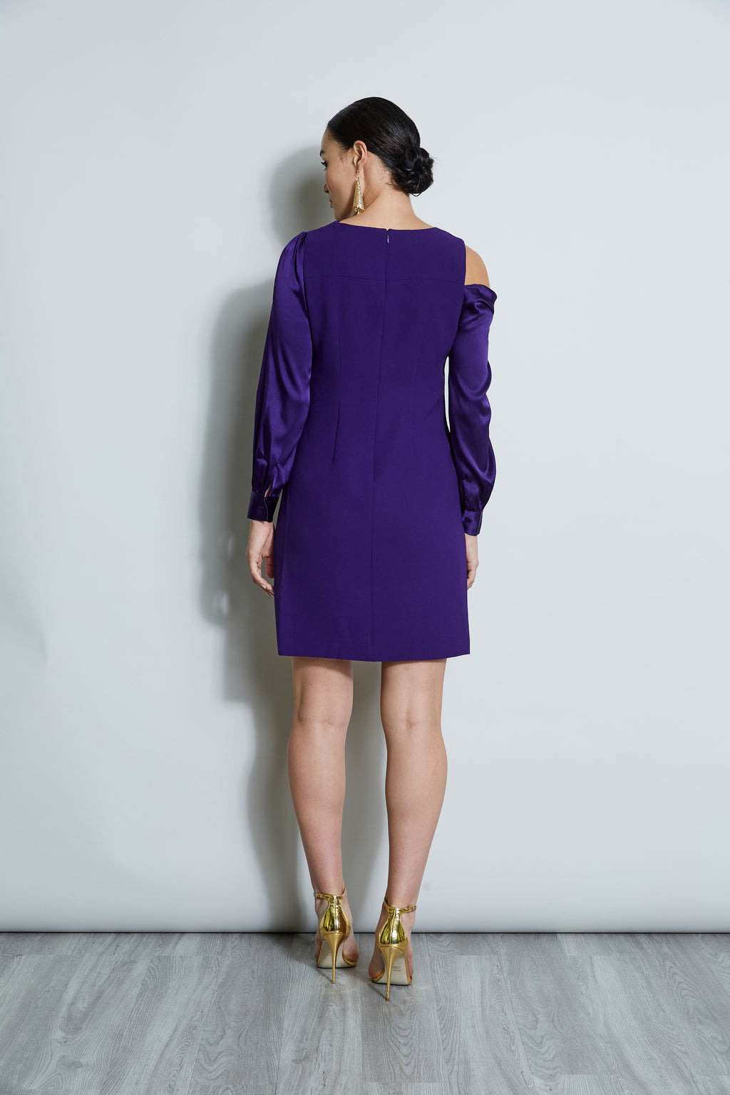 Women Draped Satin Shoulder Dress Winter Plum | Elie Tahari
