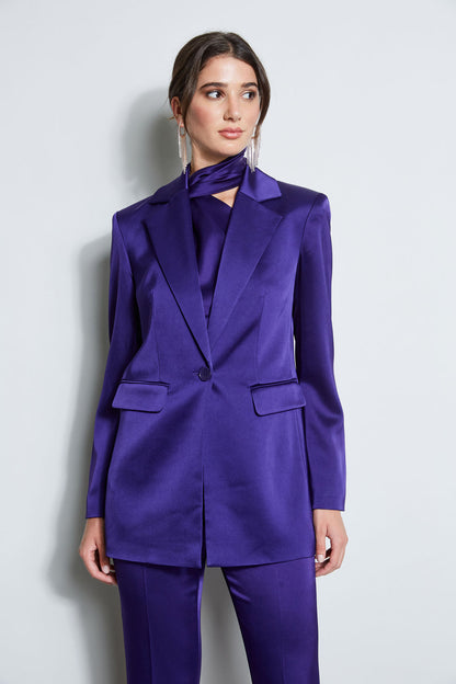 Women Satin Boyfriend Blazer Winter Plum | Elie Tahari