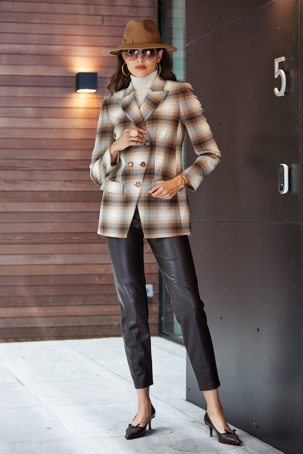 Women Double Breasted Ombre Plaid Blazer  | Elie Tahari