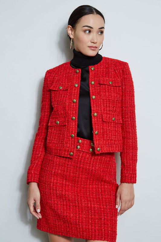 Women French Tweed Button Jacket  | Elie Tahari