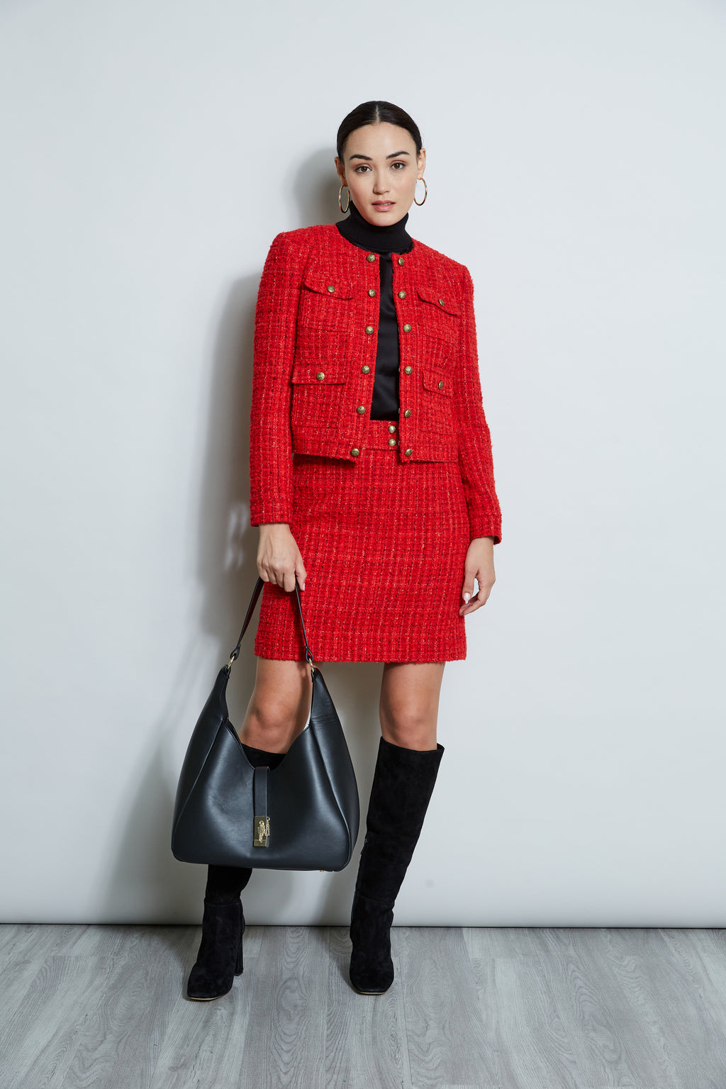 Women French Tweed Button Jacket  | Elie Tahari
