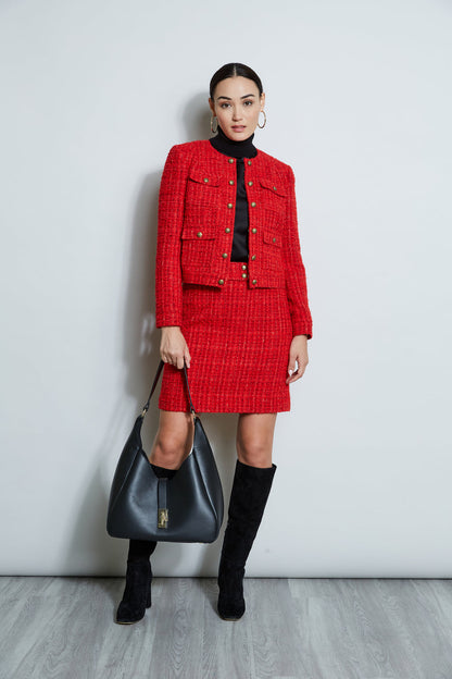 Women French Tweed Button Jacket  | Elie Tahari