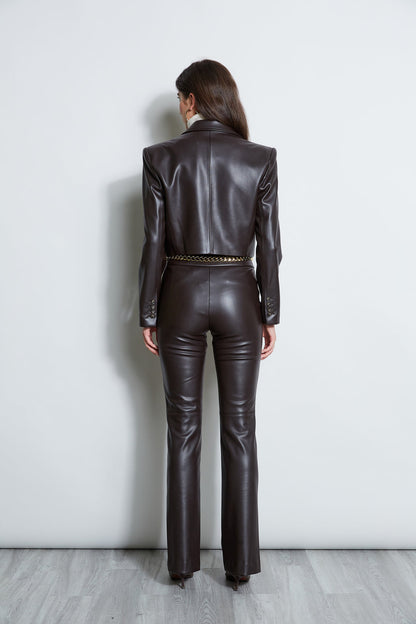 Women Cropped Vegan Leather Jacket Espresso | Elie Tahari
