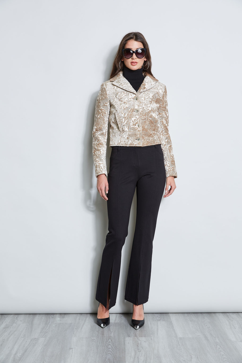 Women Quilted Velvet Cropped Jacket Beige | Elie Tahari