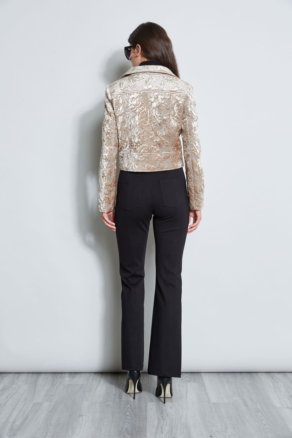 Women Quilted Velvet Cropped Jacket Beige | Elie Tahari
