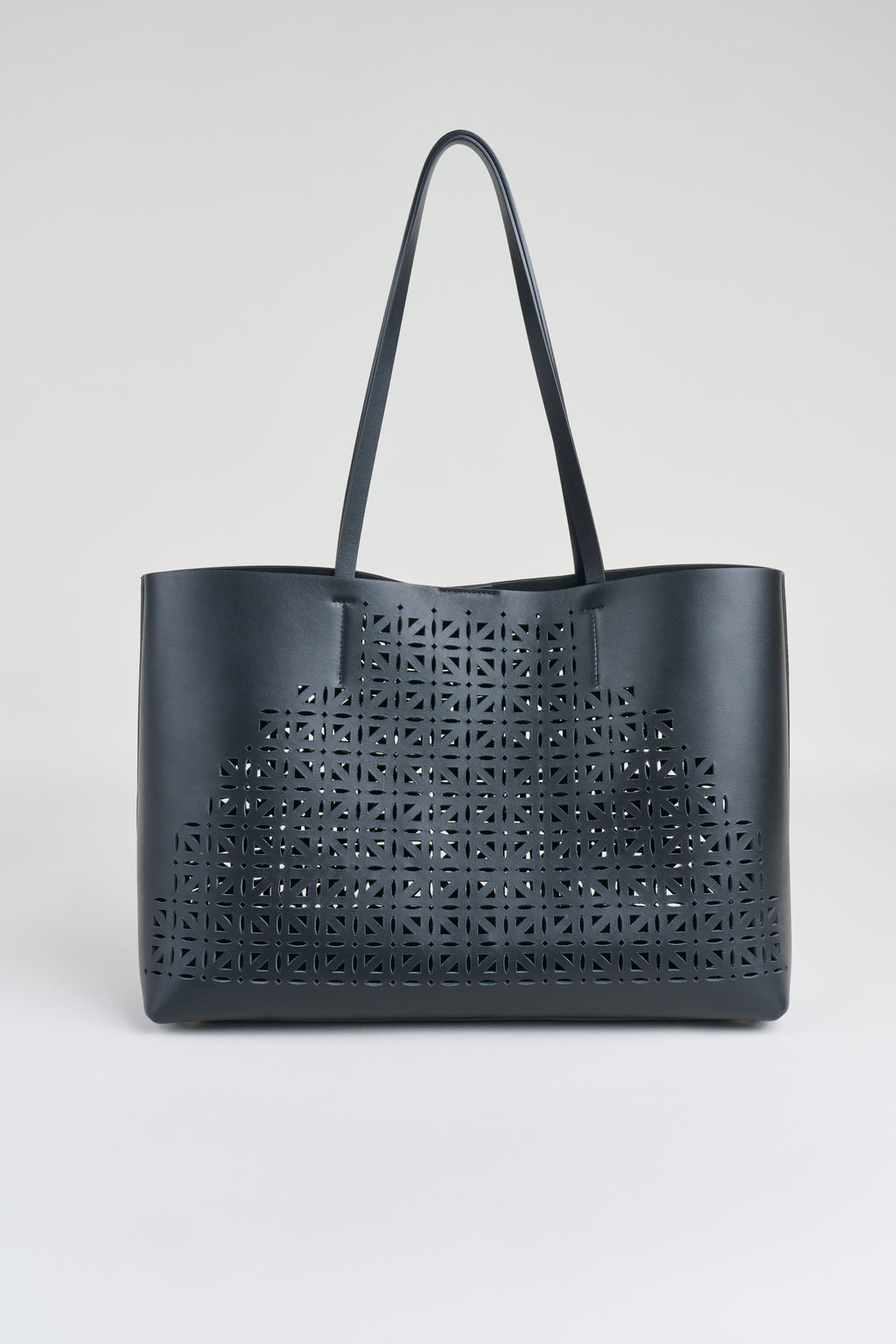 Women Nappa Leather Lasercut Tote Black | Elie Tahari