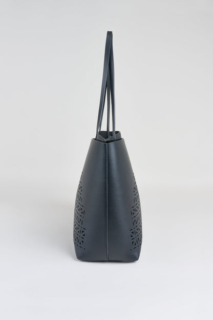 Women Nappa Leather Lasercut Tote Black | Elie Tahari