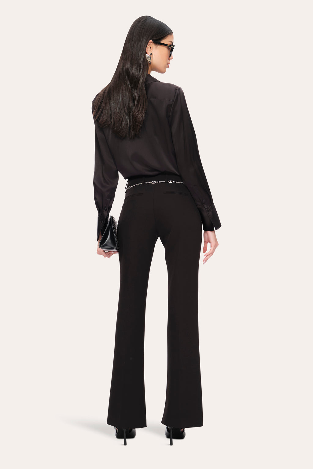 Women Silk Satin Button Down Shirt Black | Elie Tahari