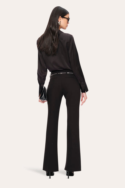 Women Silk Satin Button Down Shirt Black | Elie Tahari