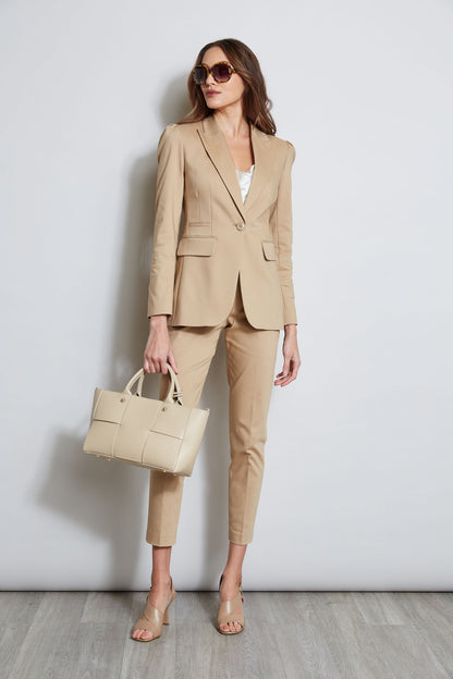 Women Pleat Shoulder Cotton Blazer  | Elie Tahari