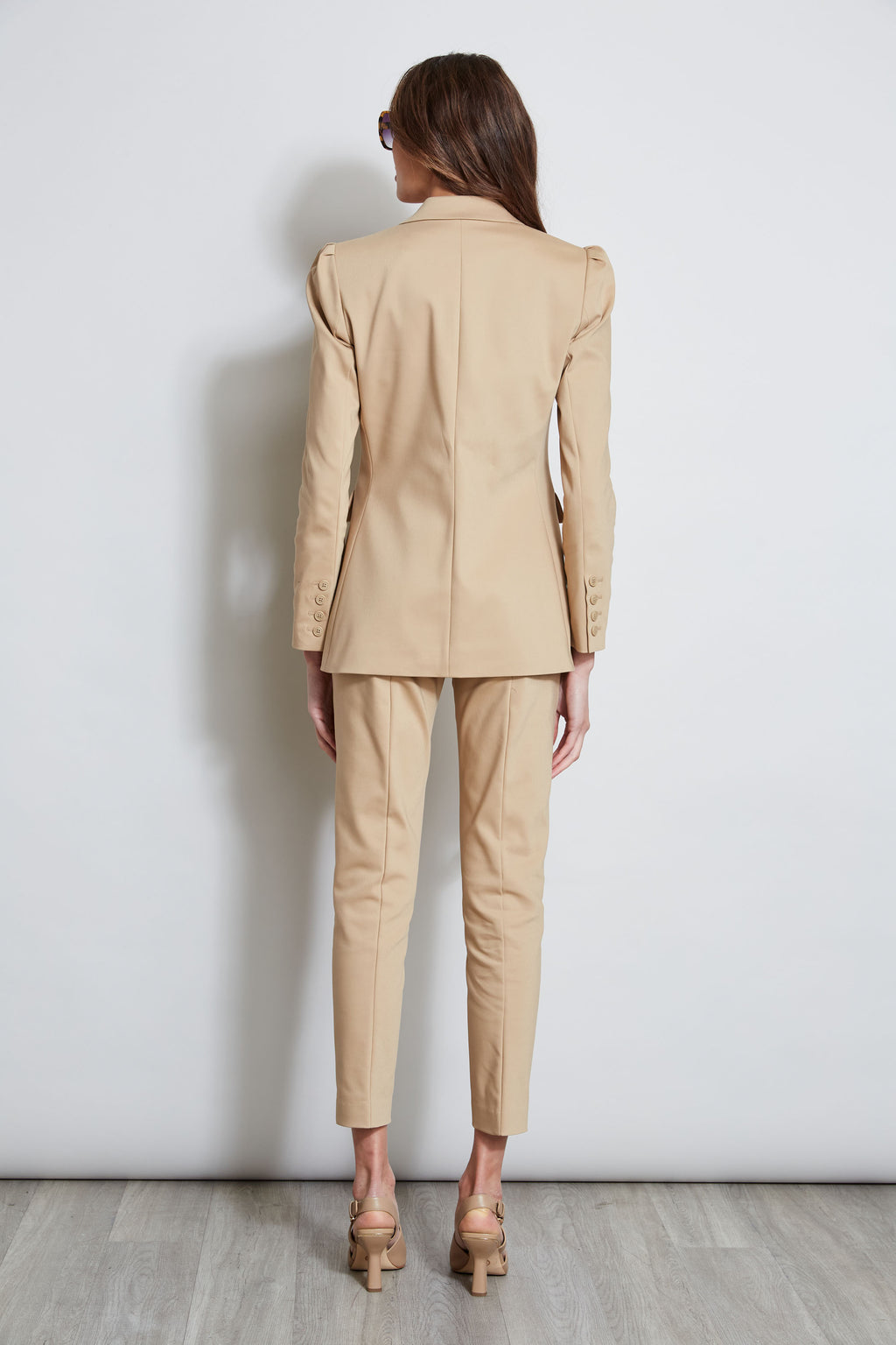 Women Pleat Shoulder Cotton Blazer  | Elie Tahari