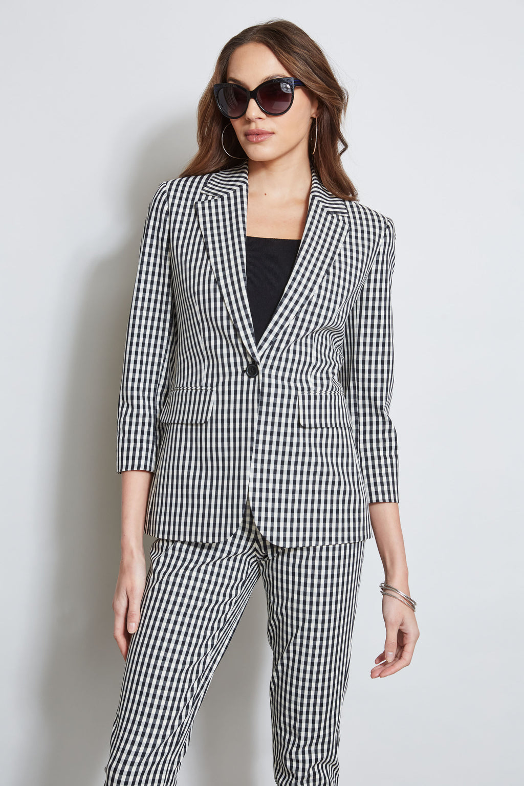 Women Gingham Blazer  | Elie Tahari