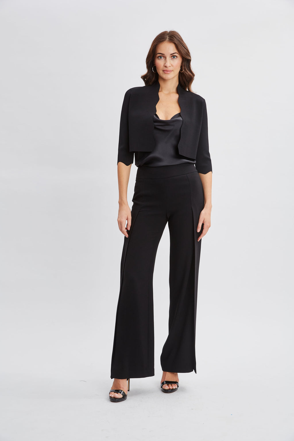 Women Scallop Cardigan Black | Elie Tahari
