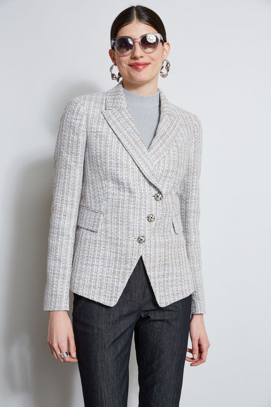 Women Metallic Tweed 3 Button Blazer Multi | Elie Tahari