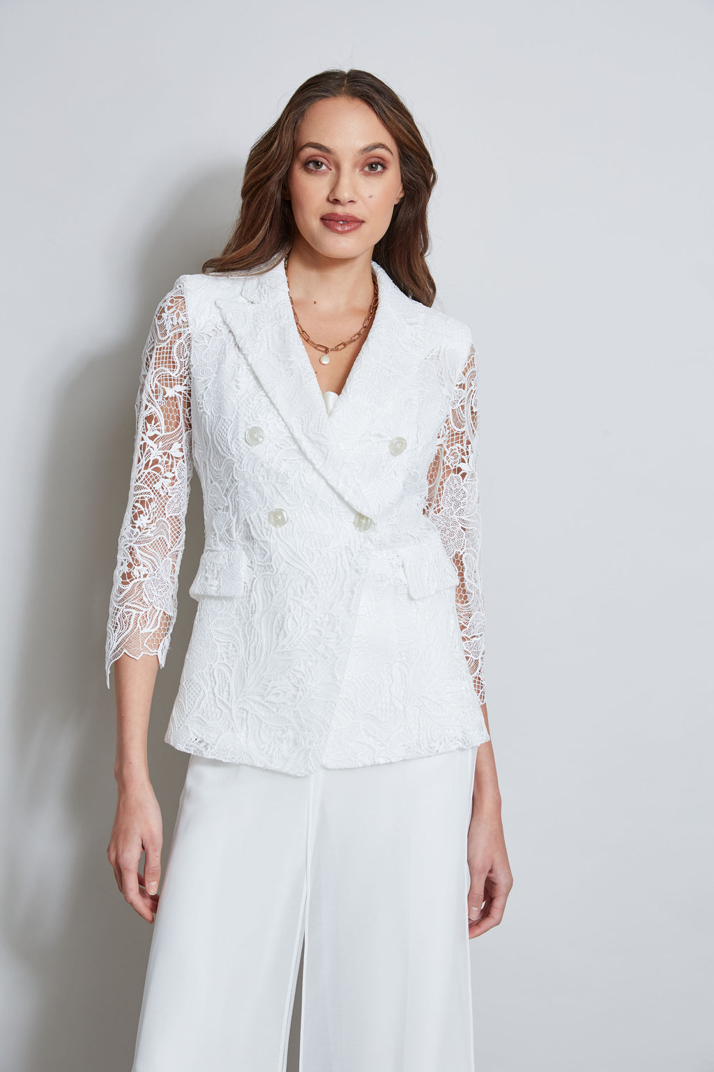 Women Double Breasted Lace Blazer Foam | Elie Tahari