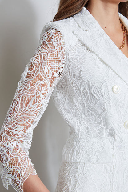 Women Double Breasted Lace Blazer Foam | Elie Tahari