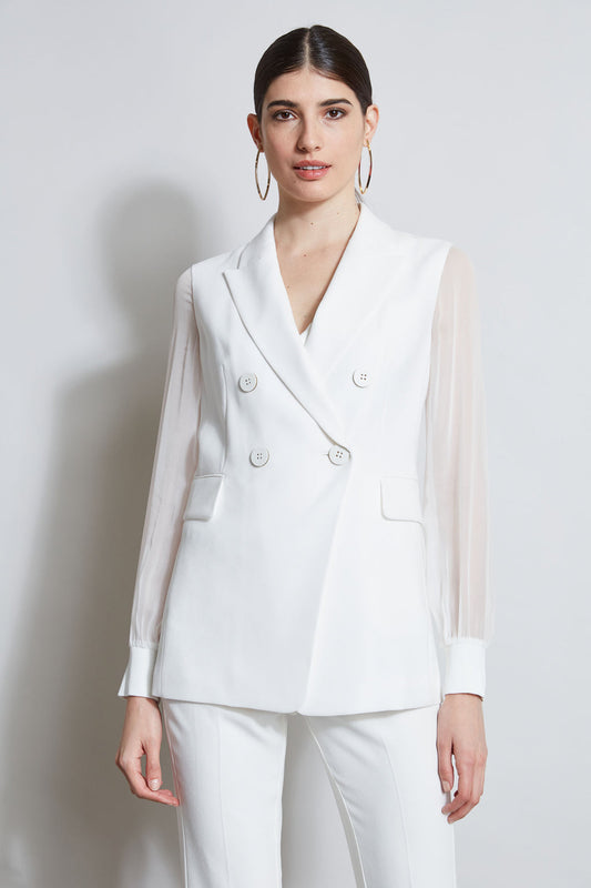 Women Double Breasted Chiffon Sleeve Blazer Foam | Elie Tahari