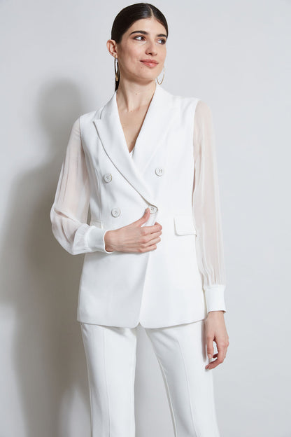 Women Double Breasted Chiffon Sleeve Blazer Foam | Elie Tahari