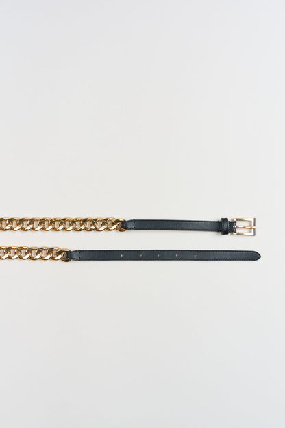 Women Gold Chain Belt Black-Gold | Elie Tahari
