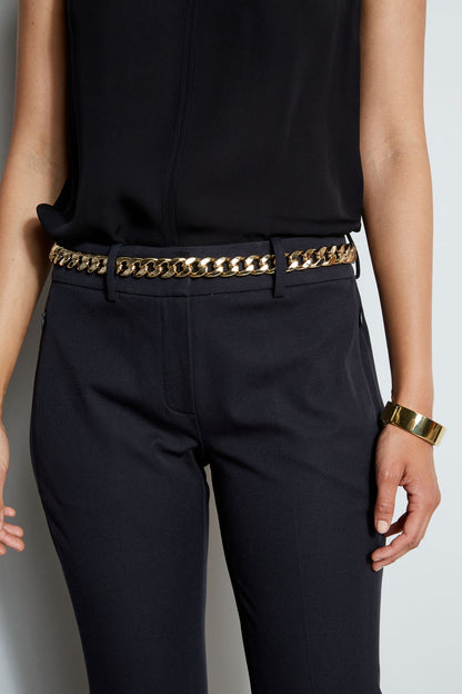Women Gold Chain Belt Black-Gold | Elie Tahari