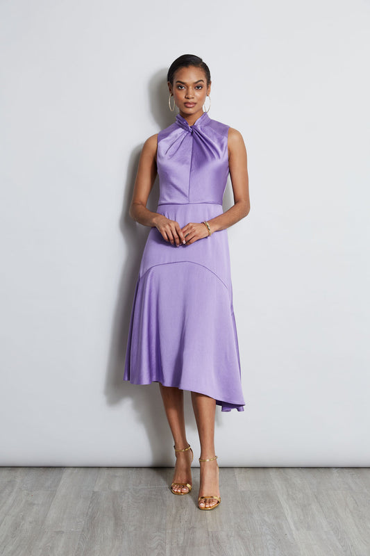 Women Twist Neck Satin Dress Grape | Elie Tahari