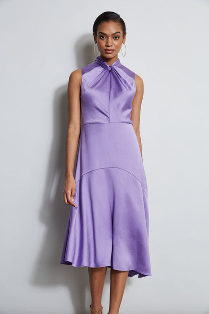 Women Twist Neck Satin Dress Grape | Elie Tahari