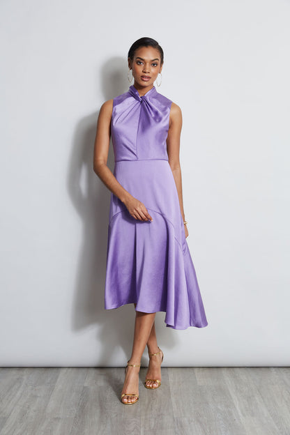 Women Twist Neck Satin Dress Grape | Elie Tahari