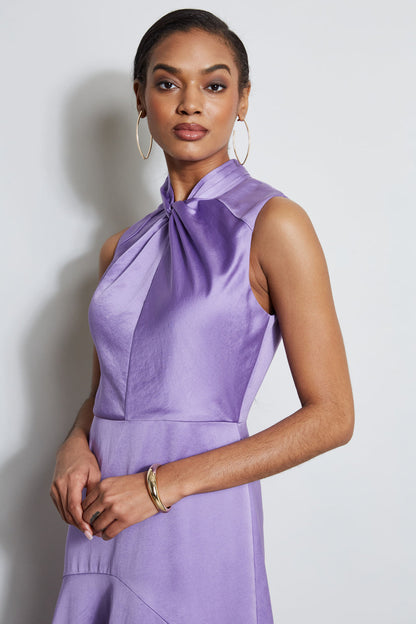 Women Twist Neck Satin Dress Grape | Elie Tahari