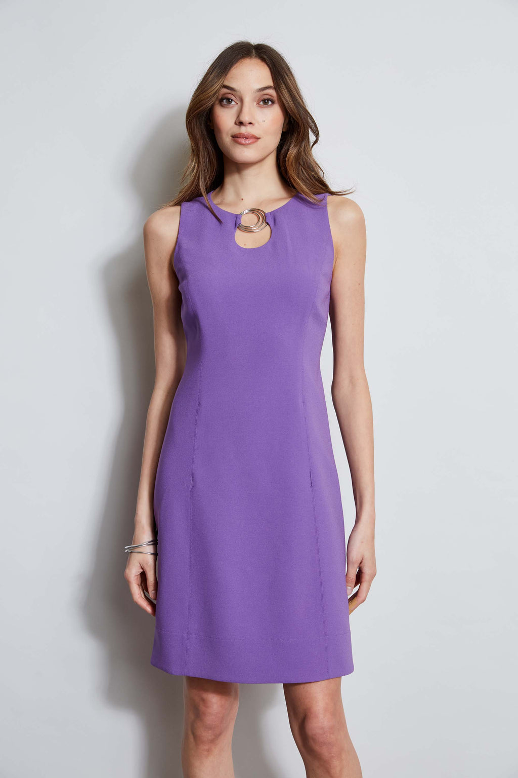 Women Sleeveless Keyhole Ring Dress Violet | Elie Tahari