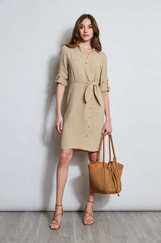 Women Utility Tie Shirt Dress Sandcastle | Elie Tahari