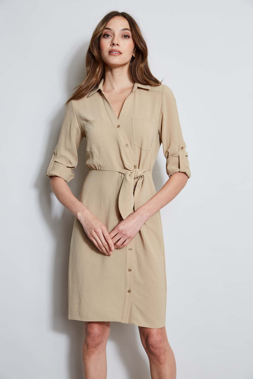 Women Utility Tie Shirt Dress Sandcastle | Elie Tahari