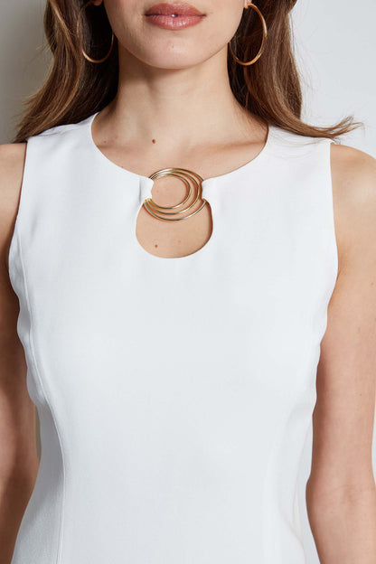 Women Sleeveless Keyhole Ring Dress  | Elie Tahari