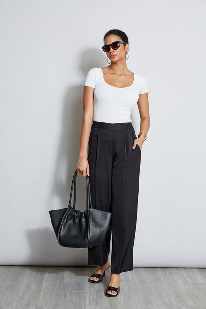 Women Pleated Silk Pant Noir | Elie Tahari
